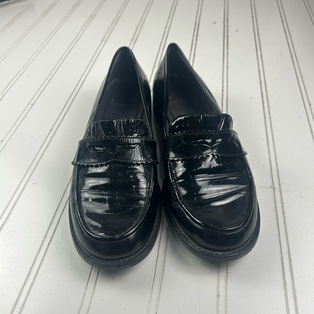 Stuart Weitzman Vintage Black Patent Leather Loafers Womenโs Size 6.5 - Picture 2 of 12